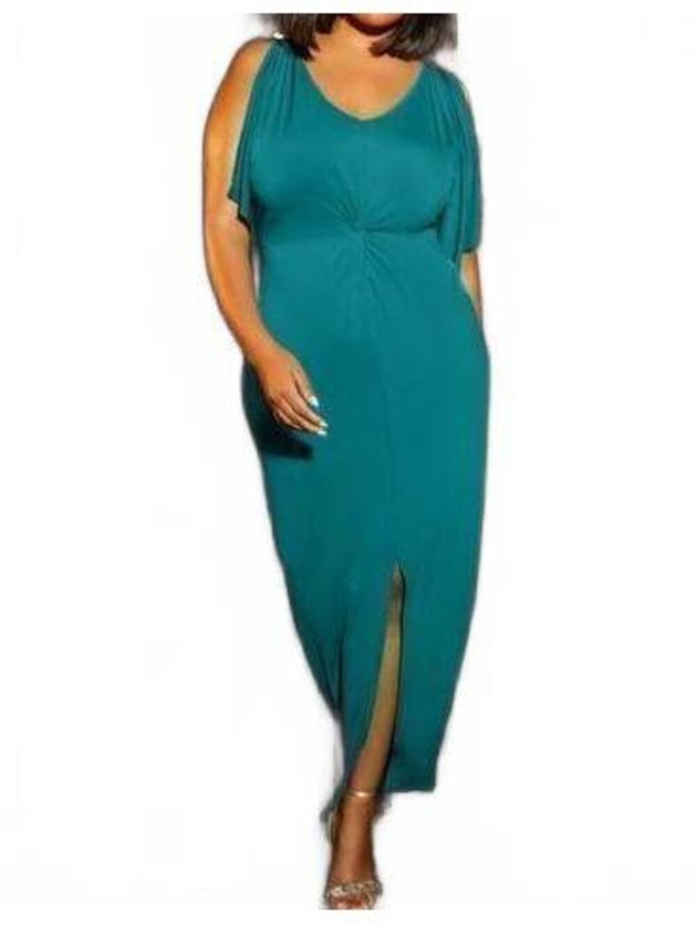 Ellos Teal Twist-Front Dress Date Night Plus Size 26/28